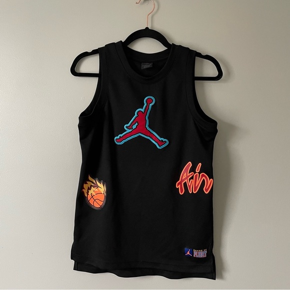 Air Jordan Kids Patch Pack Jersey Black NBA 1990s MJ Streetwear sz L - Picture 12 of 15
